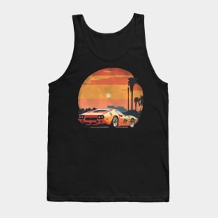 Vintage Summer Ferrari GTO Beach Sunset sports car Tank Top